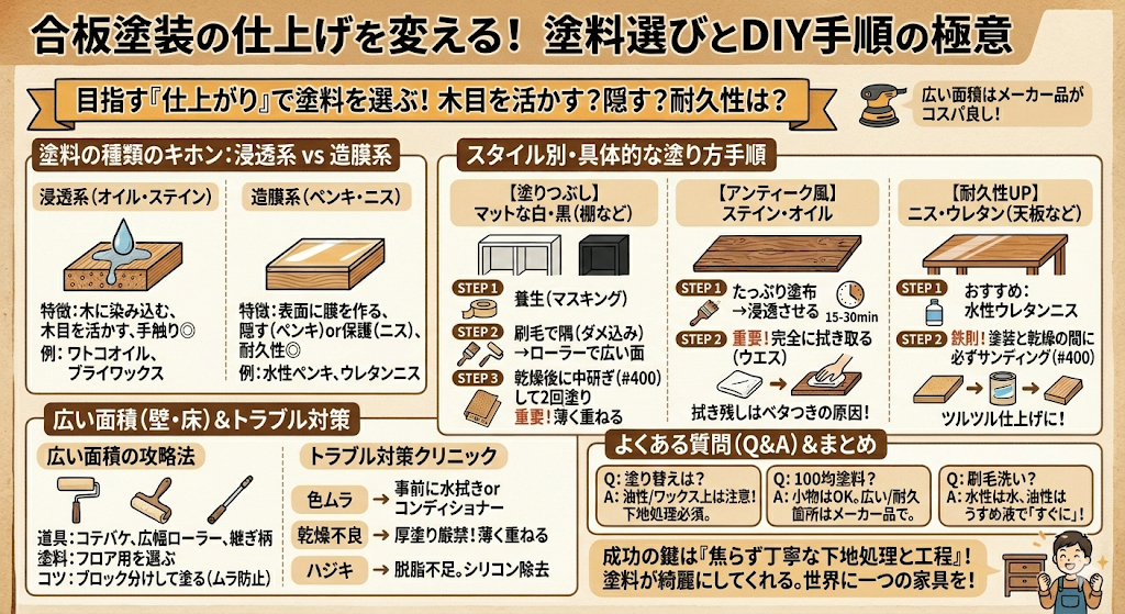 合板塗装の仕上げを変える塗料選びとDIY手順