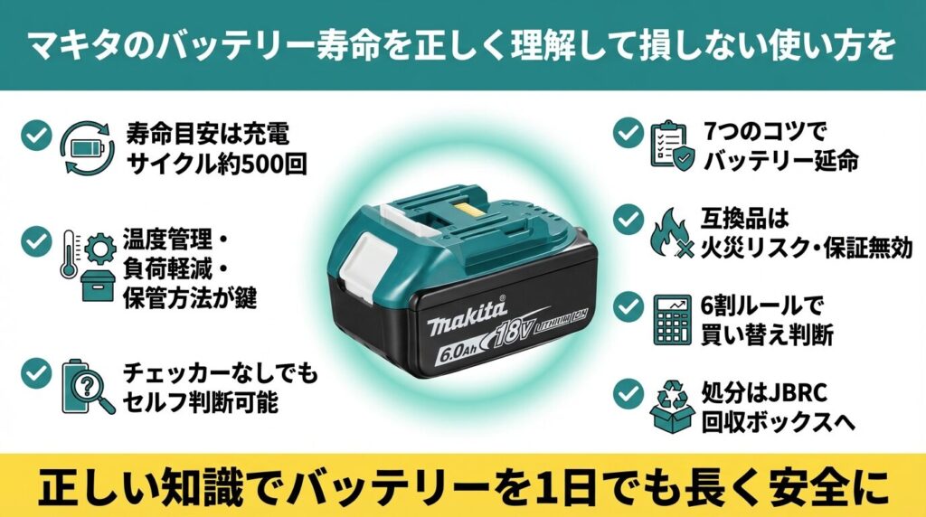 マキタバッテリー18A 6Ah 半年使用 マキタ（makita） 互換 18V バッテリー BL1860B 6.0Ah マキタ