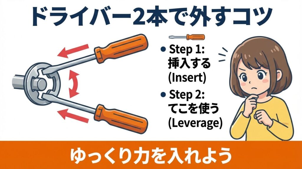 マイナスドライバー2本を使う「テコの原理」テクニック