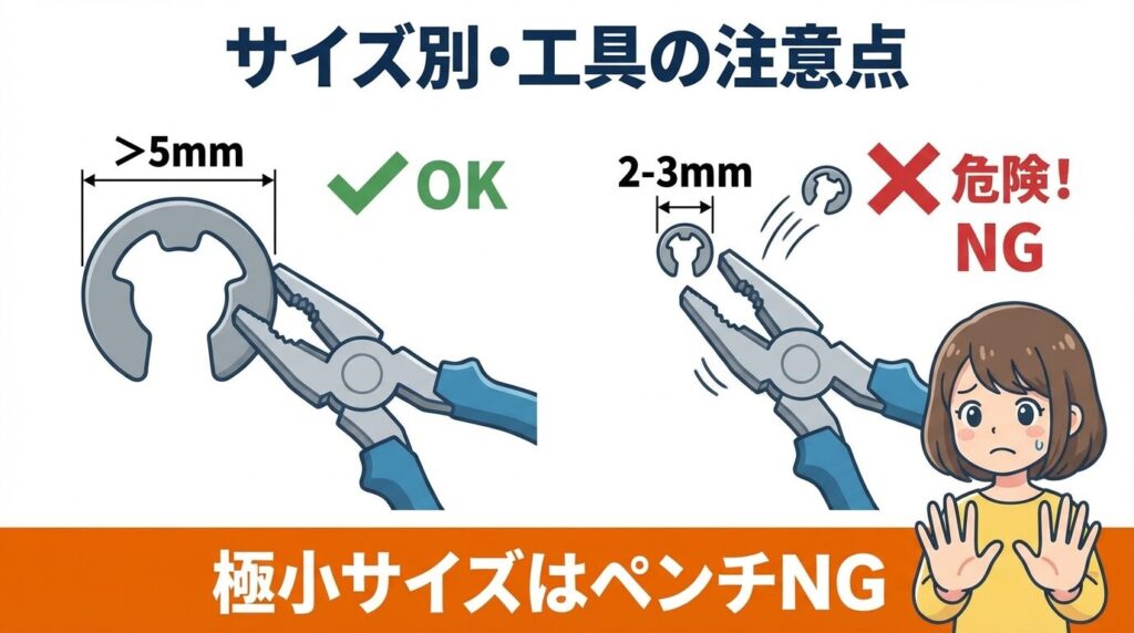 ラジオペンチ・ハサミを使う場合の注意点(サイズ別)