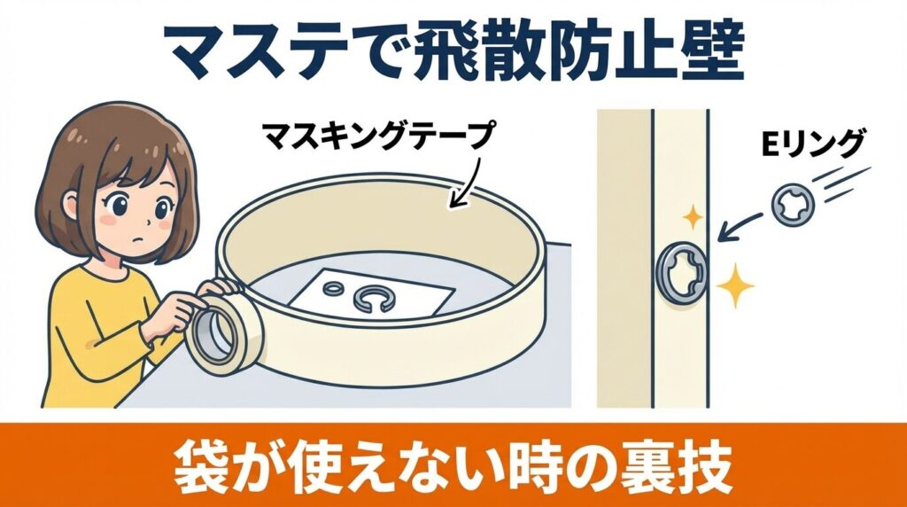 袋が使えない時は?マスキングテープで「飛散防止壁」を作る