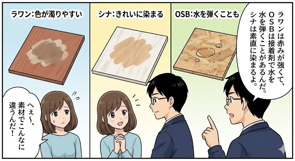ラワンやOSBなど合板の種類と塗装の相性