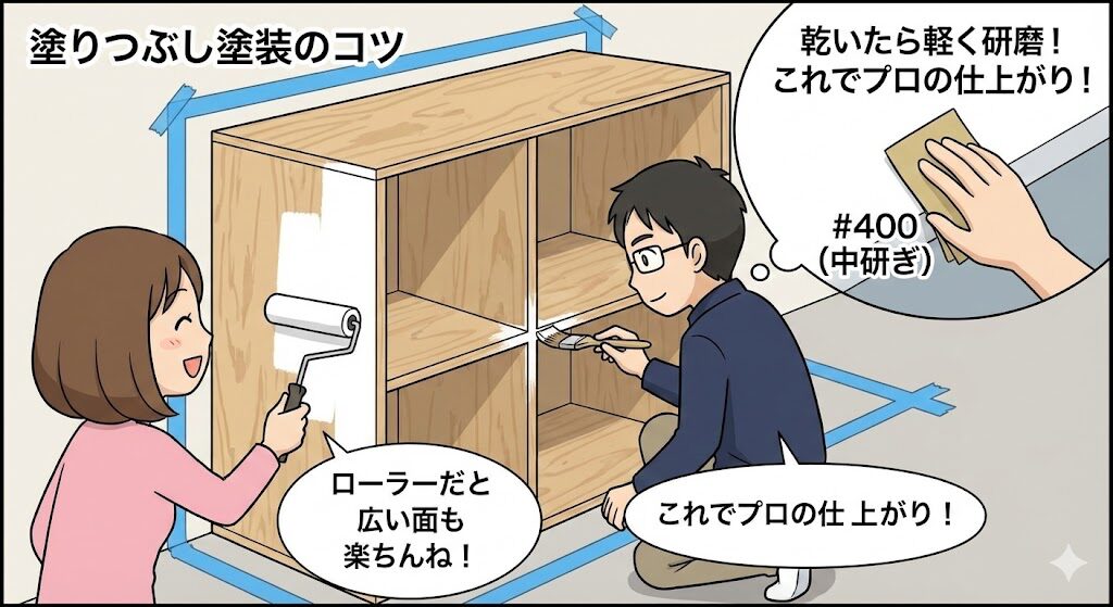 白や黒など好みの色に仕上げる塗装方法