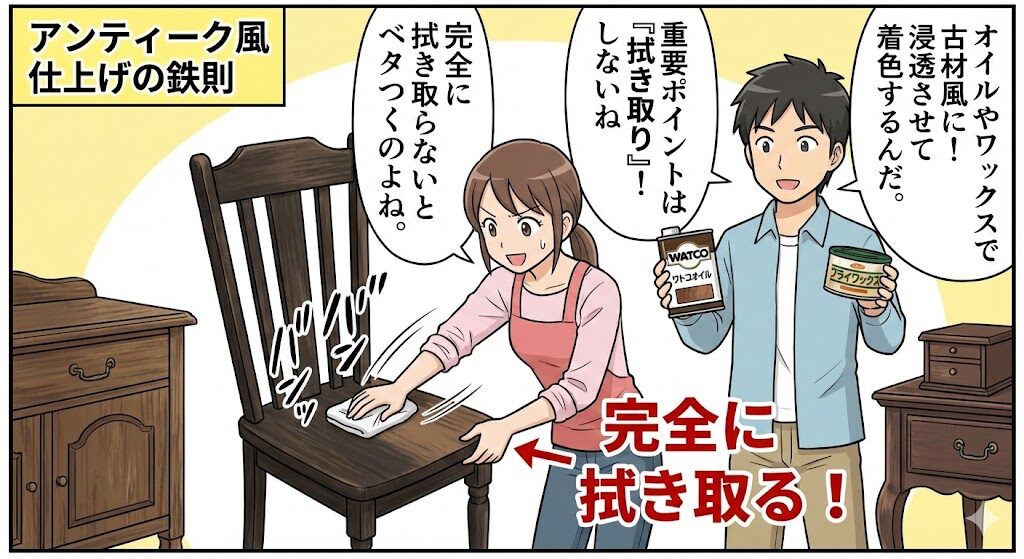 アンティーク風にするステインやオイルの活用