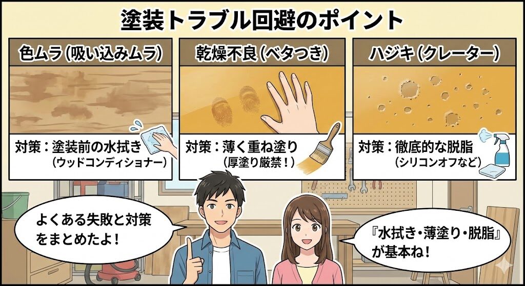 色ムラや乾燥不良を防ぐための注意点