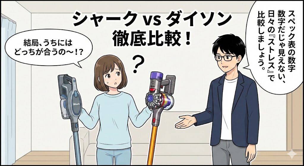 シャーク掃除機とダイソンの徹底比較｜吸引力や使いやすさの正解