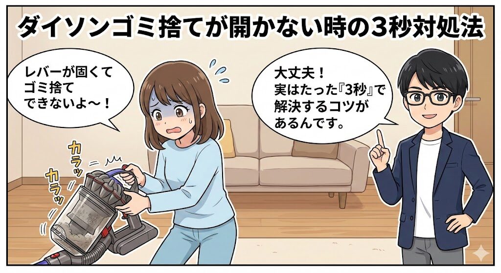 ダイソンの掃除機などゴミ捨てが開かない時の3秒対処法