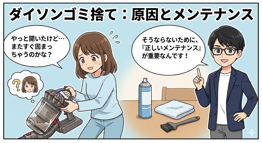 ダイソンの掃除機のゴミ捨てが開かない原因とメンテナンス・修理