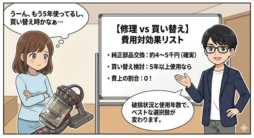 修理か買い替えか?部品交換の費用対効果リスト