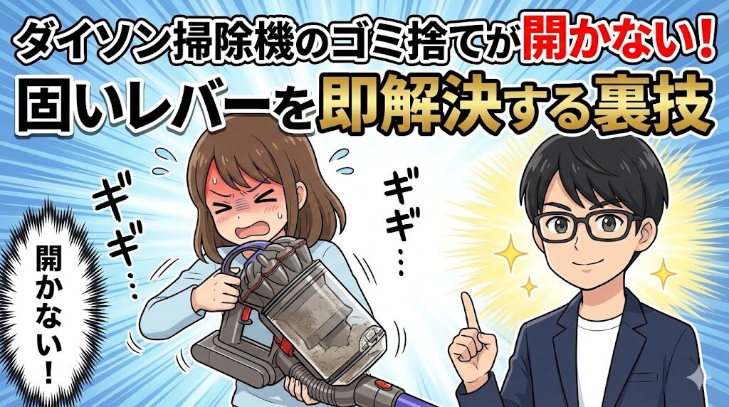 ダイソン掃除機のゴミ捨てが開かない!固いレバーを即解決する裏技