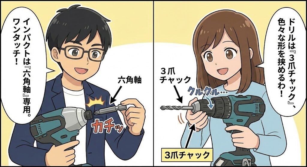 ビット（先端工具）の取り付け規格の違い