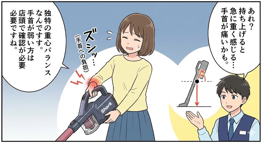 重くて手首が疲れる？重心バランスと「自走式」の操作性