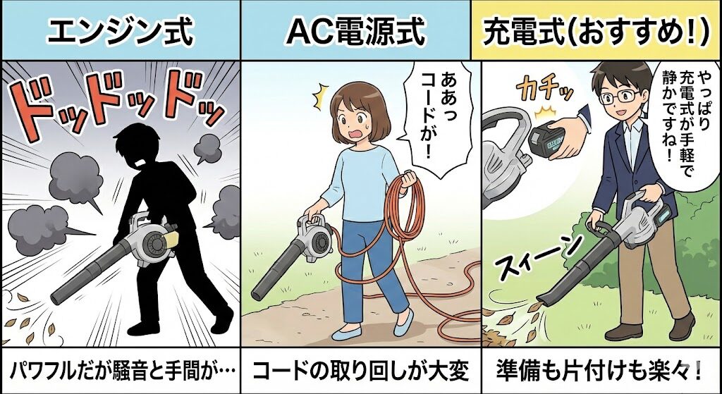 コードレスかエンジンか?充電式のメリット