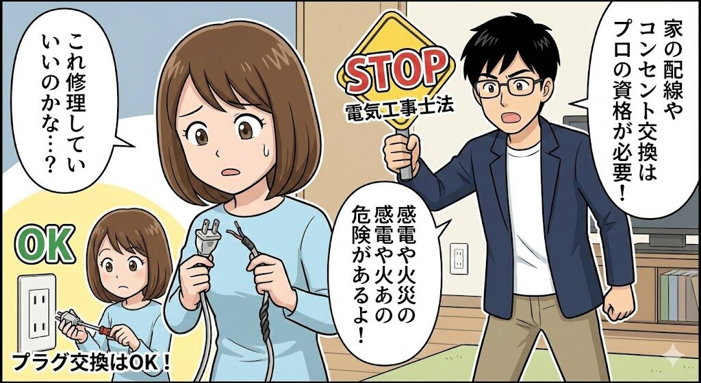 コンセントや家電コード修理の法的注意