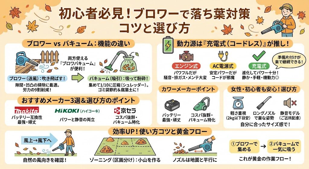初心者必見!ブロワーで落ち葉対策するコツと選び方