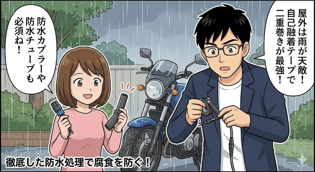 屋外や水回りは防水処理で腐食を防ぐ