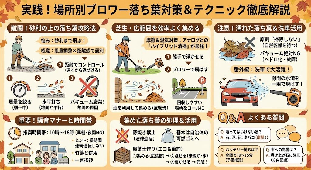 実践!場所別ブロワーの落ち葉対策とコツを徹底解説
