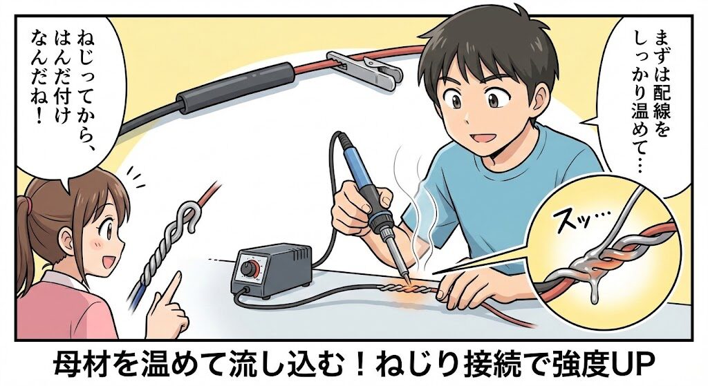 はんだ付けで電気的ロスなく結合する