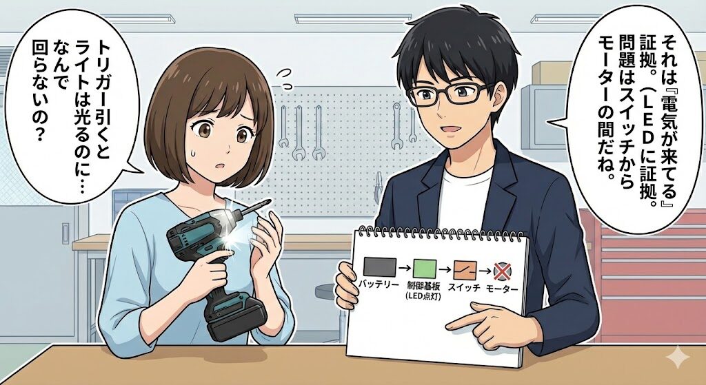 ライトはつくが動かない原因はスイッチか