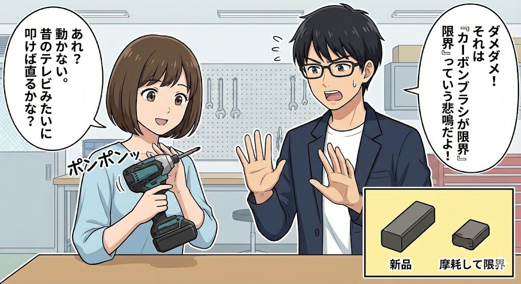 叩くと直る症状はカーボンブラシの摩耗