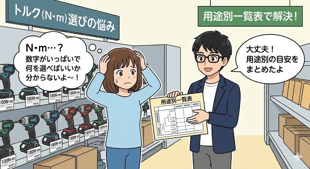 インパクトドライバーのトルク目安【用途別一覧表】