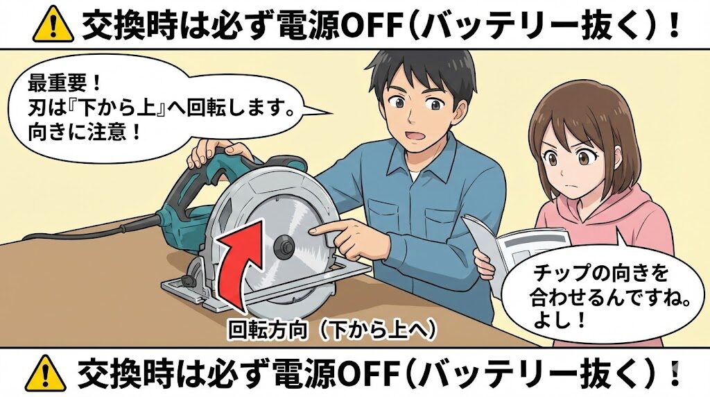 刃の向きに注意したサイズ選びと交換手順