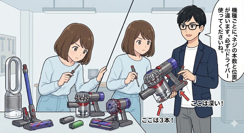 【機種別】ダイソン掃除機のバッテリー外し方を解説