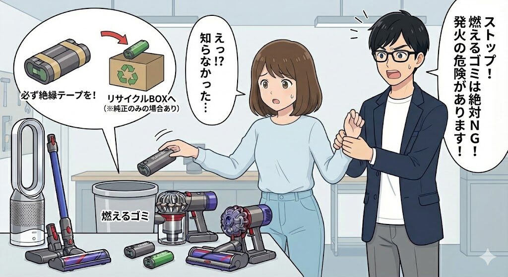 要注意!古いダイソンバッテリーの捨て方と廃棄場所