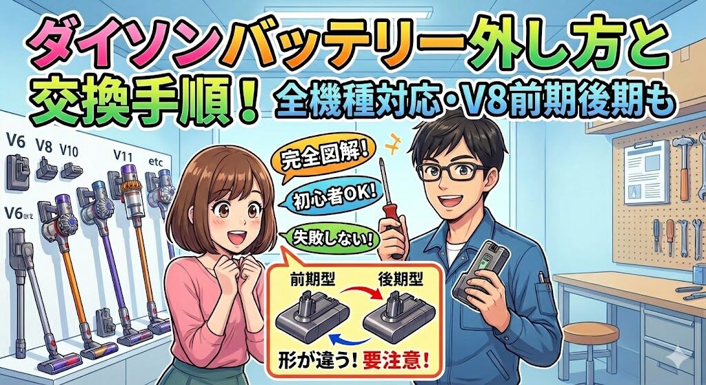 ダイソンバッテリー外し方と交換手順!全機種対応・V8前期後期も