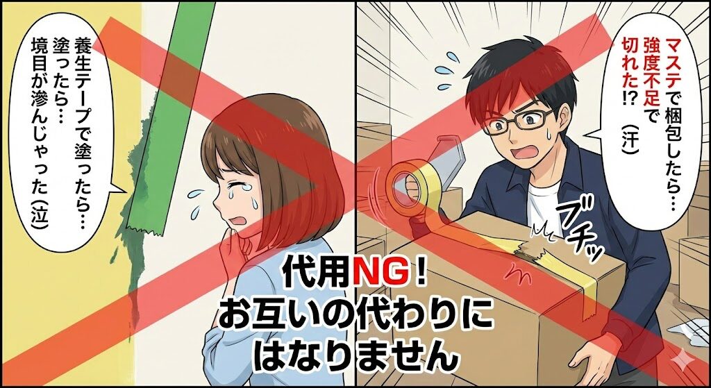 養生テープとマスキングテープは代用できる？【注意点】
