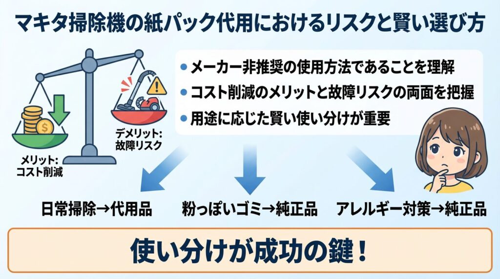 マキタ掃除機の紙パック代用におけるリスクと賢い選び方