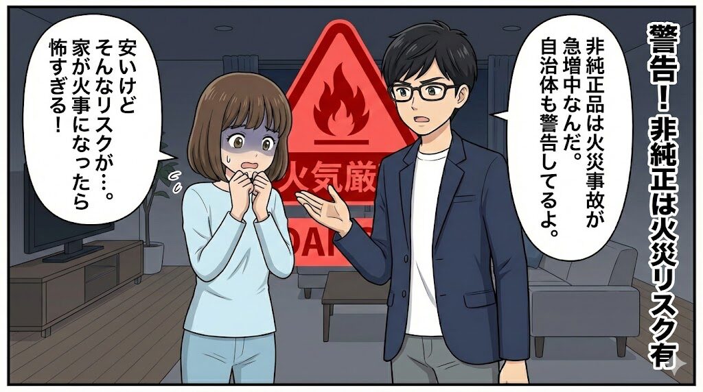 【閲覧注意】非純正バッテリーによる火災リスクと自治体の警告