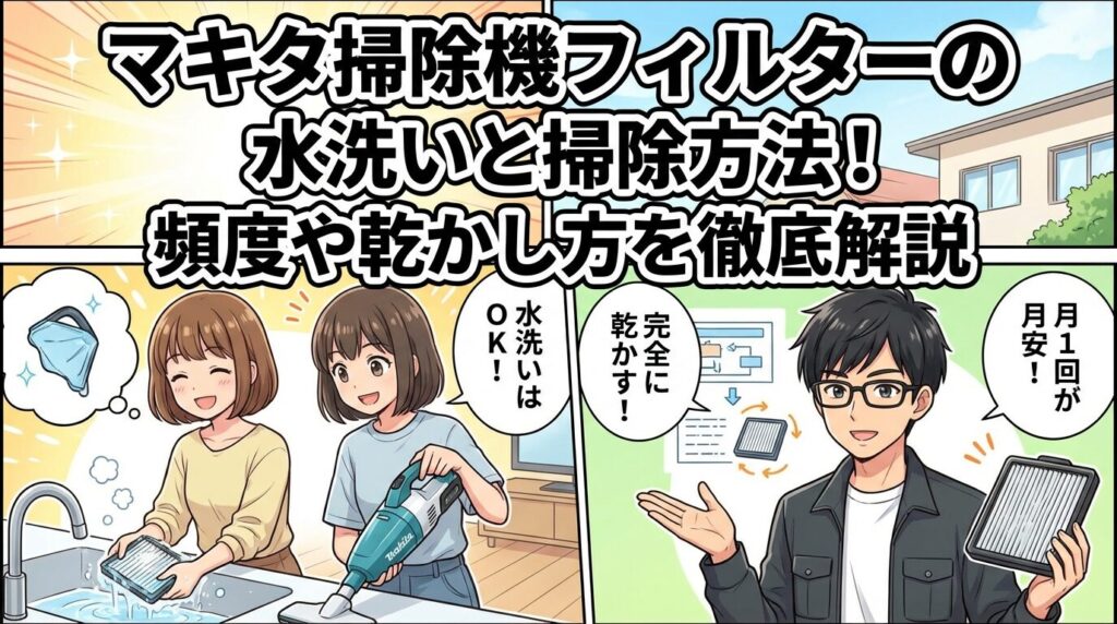 マキタ掃除機フィルターの水洗いと掃除方法！頻度や乾かし方を徹底解説