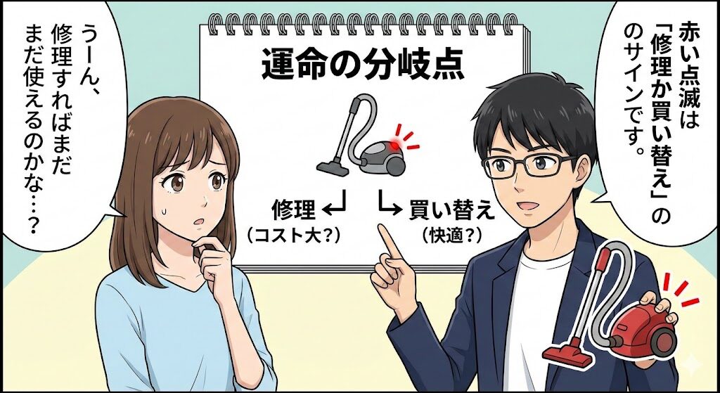 修理か買い替えか？ダイソン掃除機の赤い点滅から考える損益分岐点