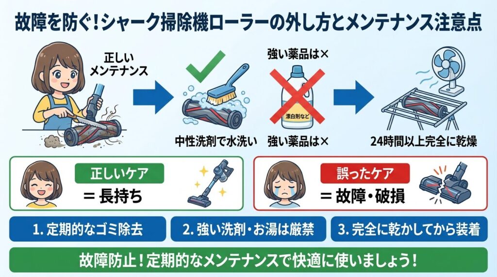 2. 故障を防ぐ！シャーク掃除機ローラーの外し方とメンテナンス注意点