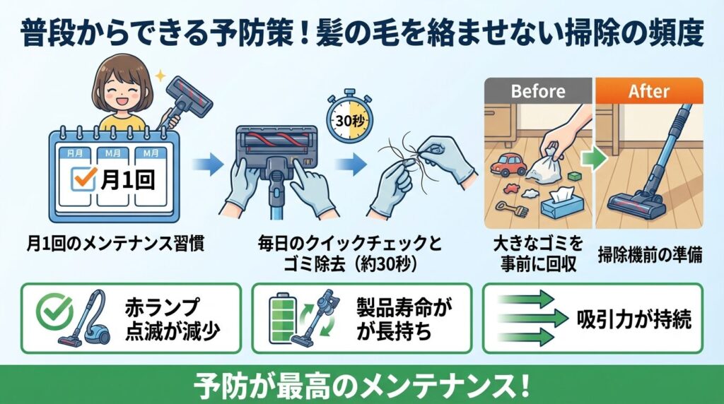 普段からできる予防策！髪の毛を絡ませない掃除の頻度