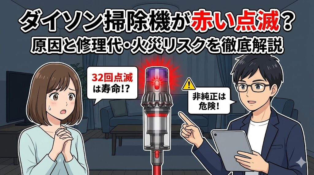 ダイソン掃除機が赤い点滅？原因と修理代・火災リスクを徹底解説