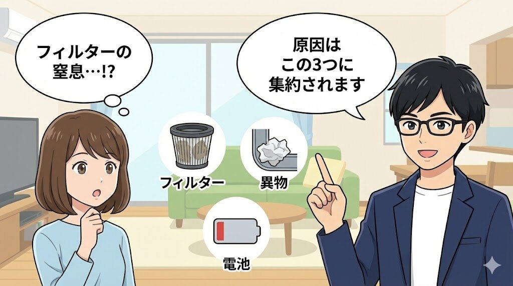 結論:吸わない主な原因は「フィルター」「異物」「電池」の3つ