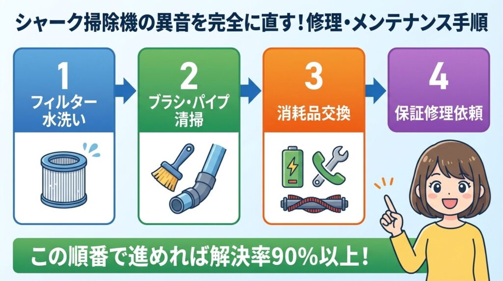 シャーク掃除機の異音を完全に直す！修理・メンテナンス手順