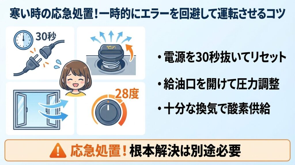 寒い時の応急処置！一時的にエラーを回避して運転させるコツ