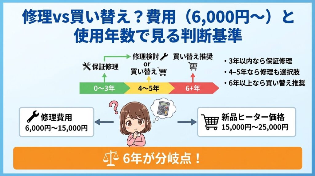 修理vs買い替え？費用（6,000円〜）と使用年数で見る判断基準