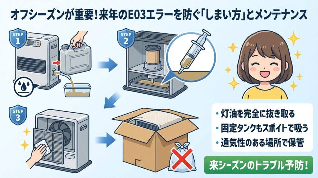 オフシーズンが重要！来年のE03エラーを防ぐ「しまい方」とメンテナンス