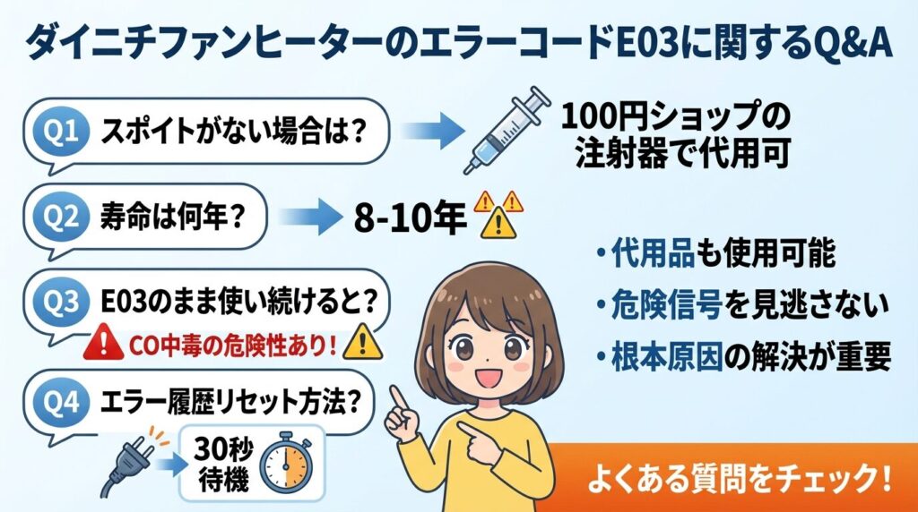 ダイニチファンヒーターのエラーコードE03に関するQ&A