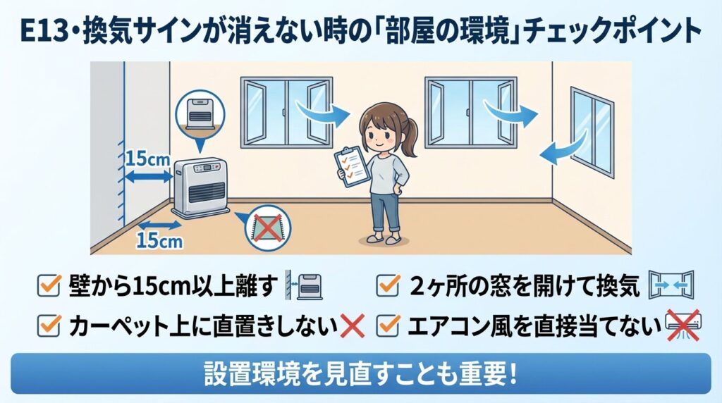 E13・換気サインが消えない時の「部屋の環境」チェックポイント