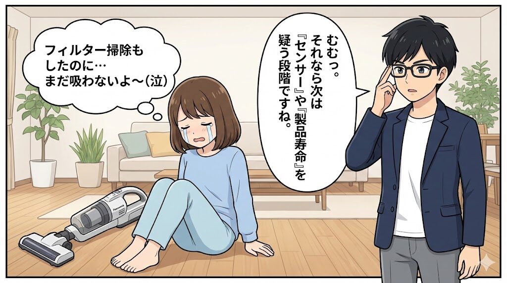 それでもパナソニックコードレス掃除機が吸わない時の修理と寿命判断