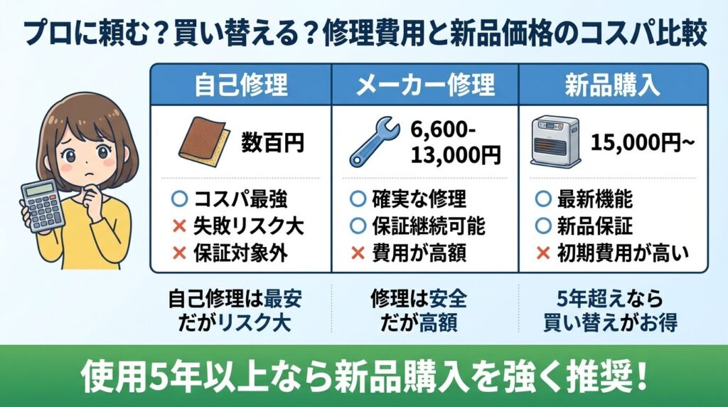 プロに頼む?買い替える?修理費用と新品価格のコスパ比較