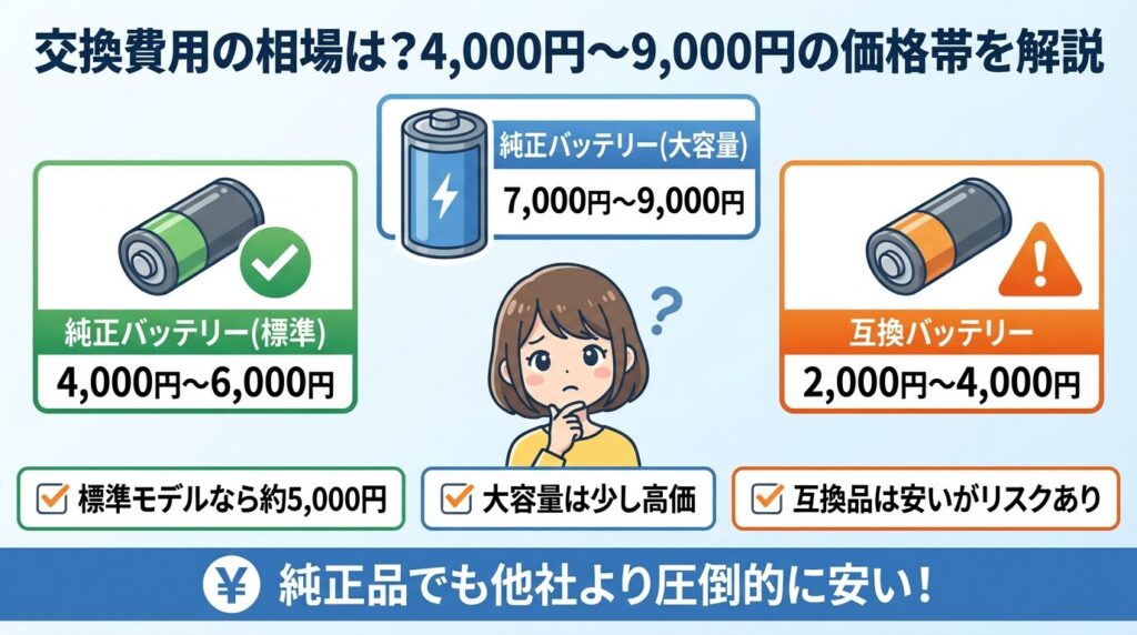 交換費用の相場は？4,000円～9,000円の価格帯を解説