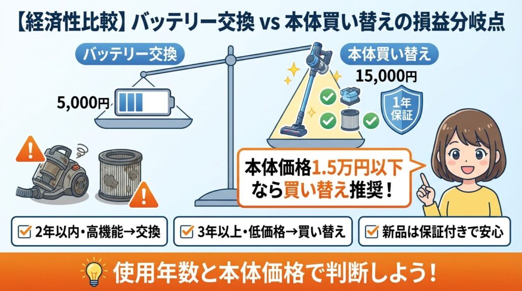 【経済性比較】バッテリー交換 vs 本体買い替えの損益分岐点