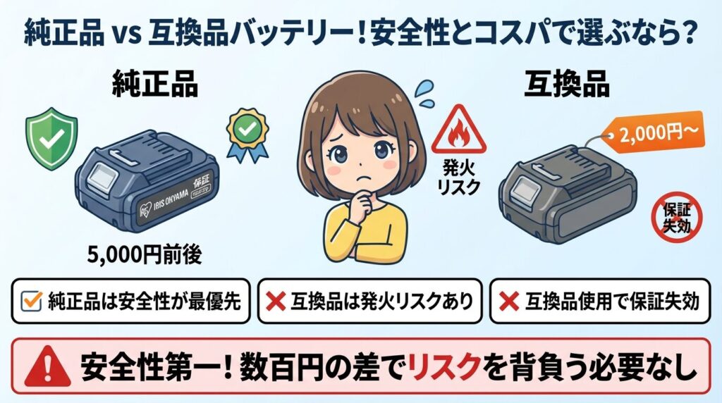 純正品 vs 互換品バッテリー！安全性とコスパで選ぶなら？