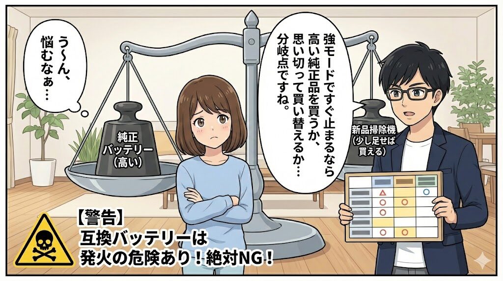 バッテリー寿命かも?交換費用と新品価格の損益分岐点